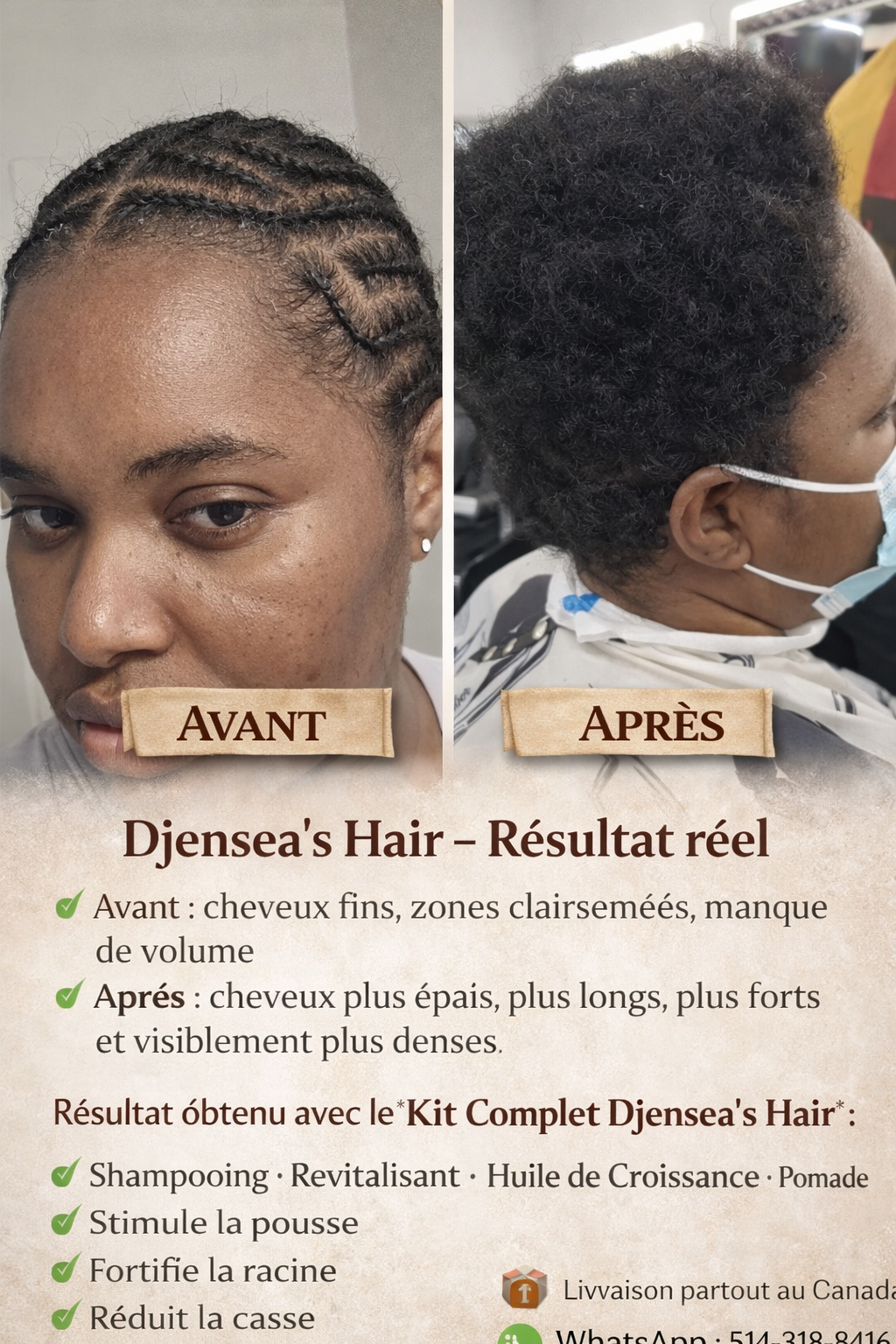 Kit Croissance Cheveux Djensea’s Hair – Pousse, Force & Anti-Casse