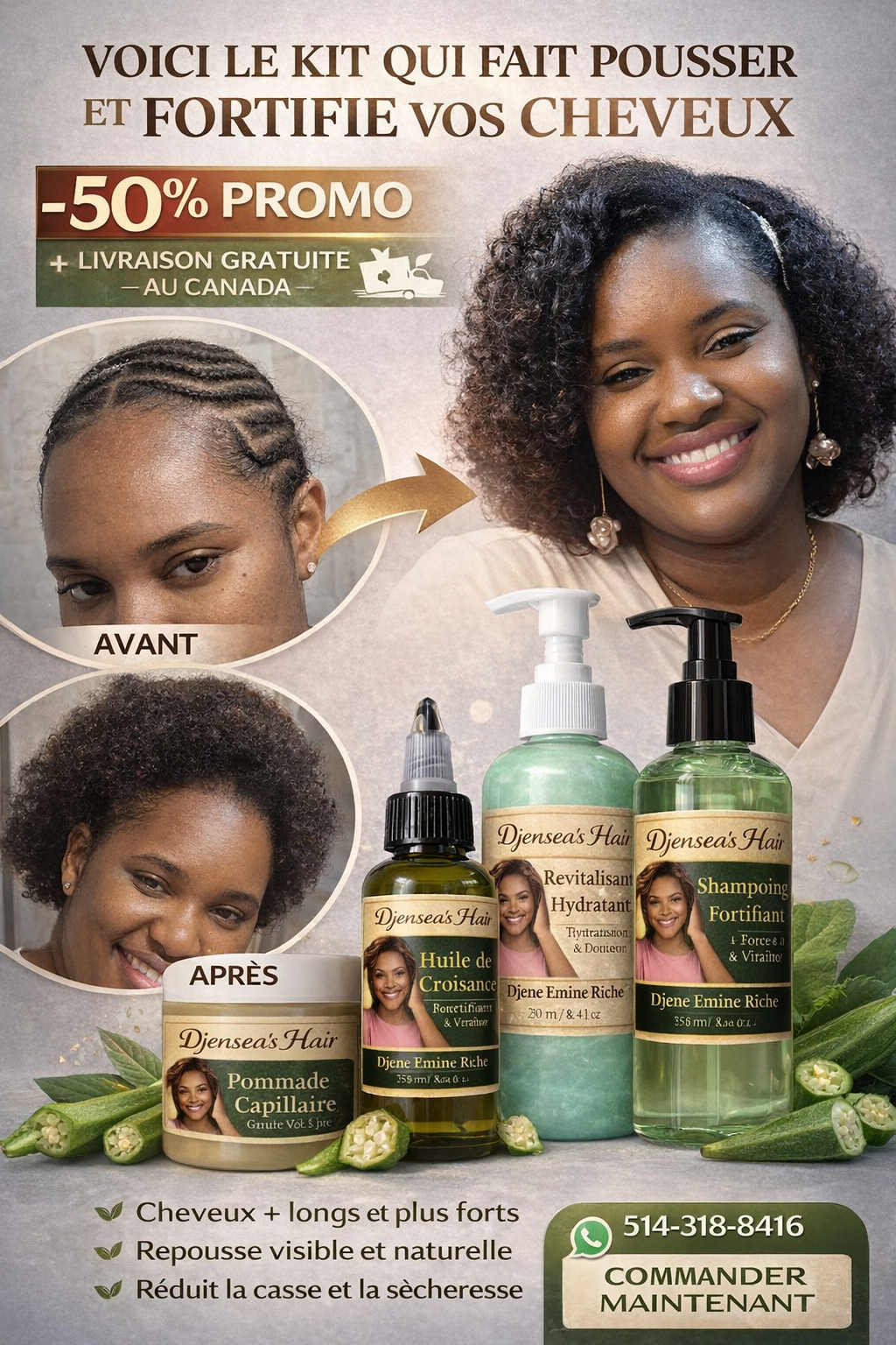 Kit Croissance Cheveux Djensea’s Hair – Pousse, Force & Anti-Casse